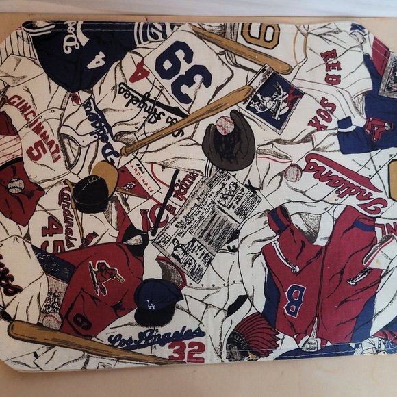 MLB Fabric Placemat Napkin Set Cooperstown Collection All Over Print Retro 90s - Picture 2 of 12